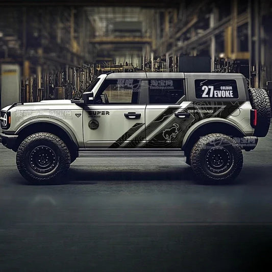 Custom Sports Decoration Film Vinyl Decal Kit for Ford Bronco | Full-Body KK Wrap Accessory - 200000182:193#black white-  DRIVEN - 2