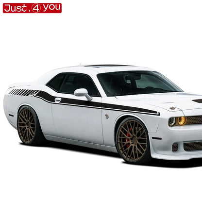 Dodge Challenger Body Side Accent Stripe Decal Kit – Door & Waist Line Graphic | 2008–2023 RS | 8 Premium Finishes - 200000182:193#Gloss Black-200000182:29#Gloss White-200000182:691#Reflective Red-200000182:10#Matte Black-200000182:350852#Silver-Grey-  DRIVEN - 5