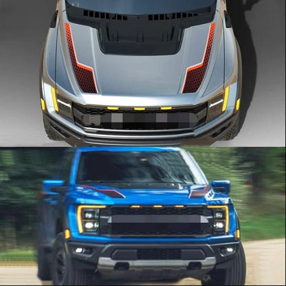 Hood Scoop Stripe Decal for Ford F-150 Raptor Gen 3 (2021–2023) | Precut Bonnet Vinyl Graphics - <none>-  DRIVEN - 2