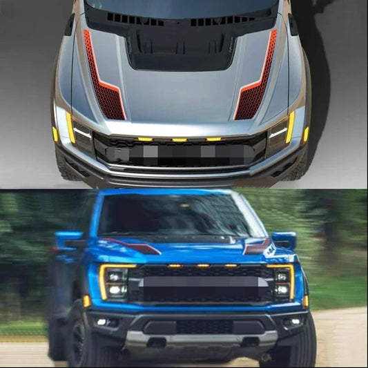Hood Scoop Stripe Decal for Ford F-150 Raptor Gen 3 (2021–2023) | Precut Bonnet Vinyl Graphics - <none>-  DRIVEN - 2