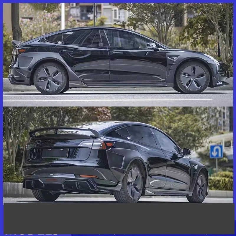 Full Carbon Fiber Body Kit for Tesla Model 3 (2019–2022) | Front Splitter, Eyebrow, Side Skirts & More - 14:200003699#side skirt-14:200004890#front lip-14:200000914#tail wing-14:200002130#Unpainted Eyebrow-14:365458#set-  DRIVEN - 5