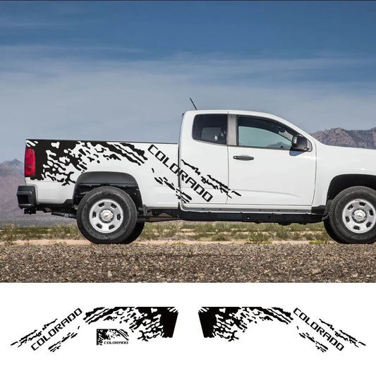 Splash Grunge Body Side Decal for Chevrolet Colorado Z71 | 3-Piece Matte Vinyl Kit - 200000182:10#Glossy Red-  DRIVEN - 1