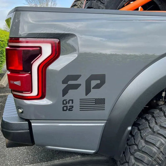 FP Performance USA Flag Bedside Decal for Ford F-150 / F-250 Raptor (Gen 1, 2 & 3) | Vinyl Sticker Pair - 200000182:10#red color 03-  DRIVEN - 2