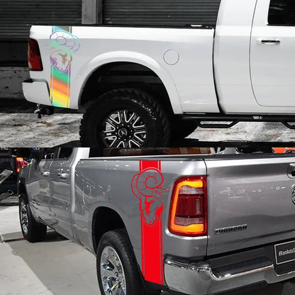 Dodge RAM Bed Side Graphic Kit – Pickup Truck Vinyl Decal Set (2 Pcs) | 1500, 2500, 3500, Rebel, TRX | 12 Finishes - 200000182:350853#Carbon Fiber-200000182:193#Glossy Black-200000182:691#Glossy Gray-200000182:29#Glossy White-200000182:350852#Glossy Orange-  DRIVEN - 4