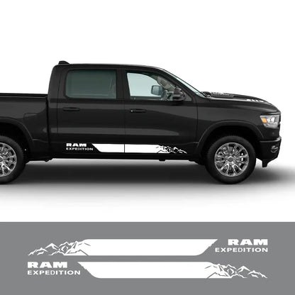 Mountain Expedition Door Side Decal for Dodge RAM 1500 Rebel | 2-Piece Vinyl Truck Graphic - 200000182:771#Carbon Fiber;5:361385#135x9cm-200000182:771#Carbon Fiber;5:361386#160x11cm-200000182:771#Carbon Fiber;5:100014064#185x12.5cm-200000182:200006152#Matt Gold;5:361385#135x9cm-200000182:200006152#Matt Gold;5:361386#160x11cm-  DRIVEN - 2