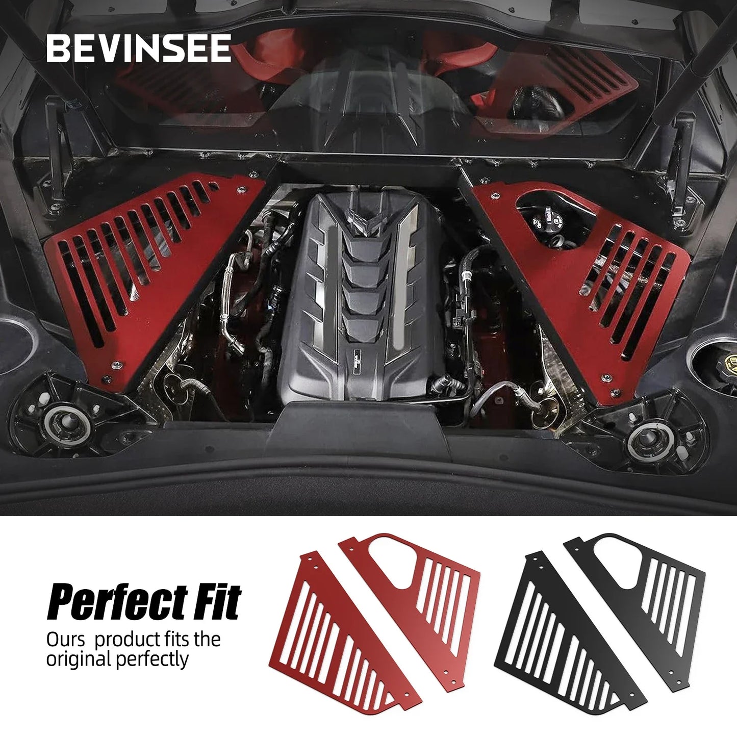 Aluminium Engine Bay Compartment Covers for Chevrolet Corvette C8 (2020–2023) | BEVINSEE