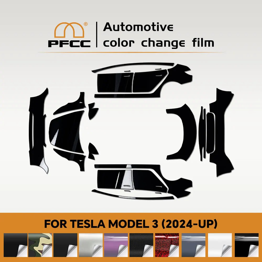 Precut Color Change PPF for Tesla Model 3 Highland (2024–2025) | Black & Glacier Blue PET Film - 200000182:350686#Bright black-200000182:350850#Matte Black-200000182:350852#Matte Black Purple-200000182:200004890#Lake Blue-200000182:200000914#Porsche Matte Grey-  DRIVEN - 3