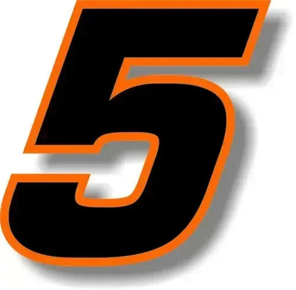 Custom Race Number Vinyl Sticker – Square Font, Black & Orange Border | 5 Sizes, Digits 0–9 - 200000182:173#8;5:361385#10CM-200000182:173#8;5:200000990#5CM-200000182:350686#0;5:100014065#25CM-200000182:350686#0;5:100014064#20CM-200000182:350686#0;5:361386#15CM-  DRIVEN - 5