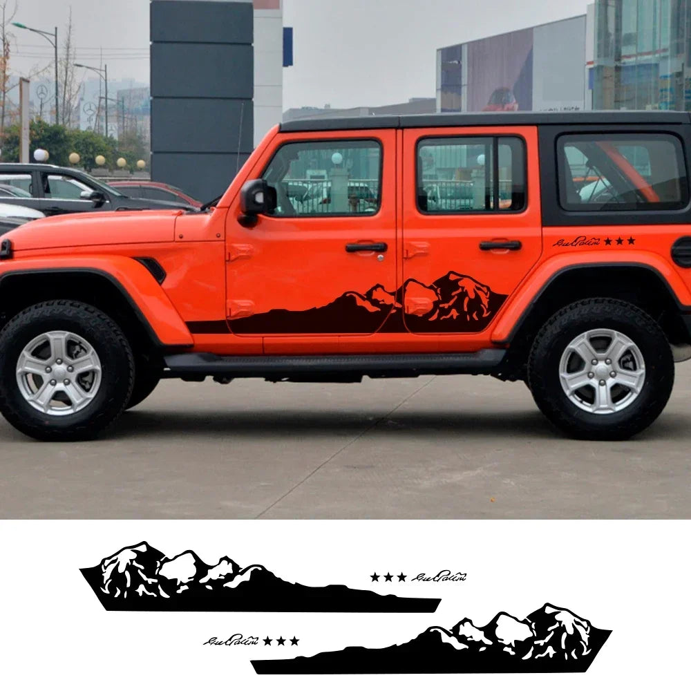 Door Side Vinyl Film Decal for Jeep Wrangler Unlimited Sport / Rubicon 392 / Gladiator | 2-Piece Sticker - 200000182:94# Blue-200000182:175#Yellow-200000182:10# Red-200000182:29#White-200000182:350852# Orange-  DRIVEN - 1