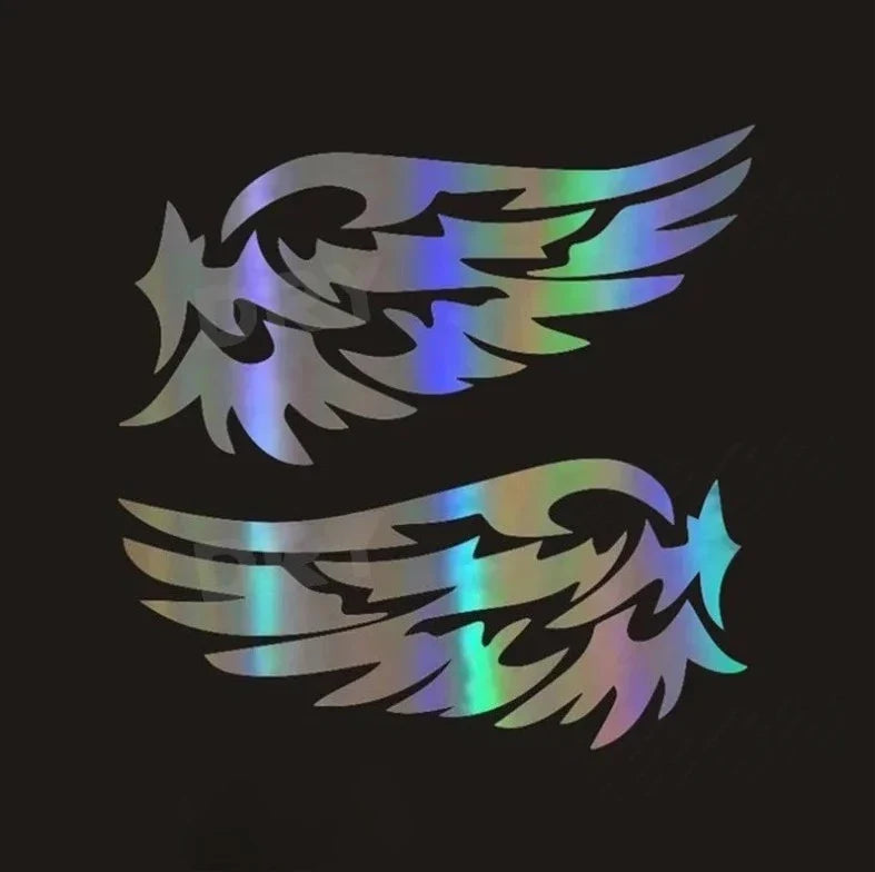 Angel Wings 3D Reflective Car Decal | 2-Piece Waterproof Vinyl Sticker for Cars & Motorcycles - 200000182:10#Colorful-200000182:193-200000182:29-  DRIVEN - 7