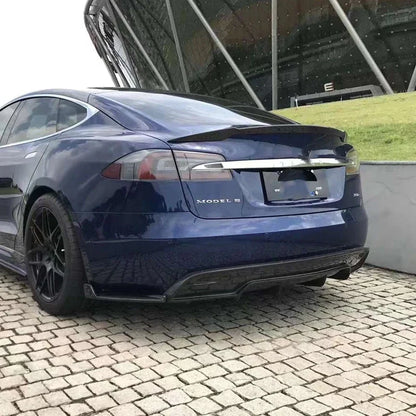 Real Carbon Fiber Rear Bumper Diffuser & Splitters for Tesla Model S (2017+) | Back Lip Body Kit - 14:200004891#Forged Carbon-14:200004889#FRP Matte Black-14:200004890#Carbon fiber-  DRIVEN - 5