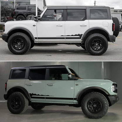 Matte Black Wildtrak Hood & Mountain Waistline Stripe Decal for Ford Bronco (2021–2023) | Off-Road Vinyl - 200000182:10#hood with waistline-200000182:29#hood only-200000182:691#waistline only-  DRIVEN - 3