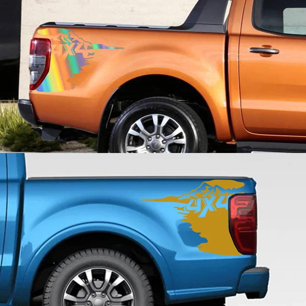Universal 4x4 Side Bed Splash Decal | Fits Ford F-150, Toyota Hilux, Dodge RAM, Isuzu D-Max, Mitsubishi L200 & More - 200000182:350850#Glossy Black-200000182:350853#Glossy Gray-200000182:350852#Glossy White-200000182:1052#Carbon Fiber-200000182:366#Matt Silver-  DRIVEN - 4