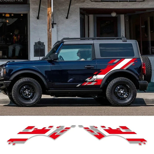 Racing Sport Body Side Vinyl Decal for Ford Bronco SUV | Hardcore Off-Road Graphic Sticker - 200000182:29#Black White Grey-  DRIVEN - 2