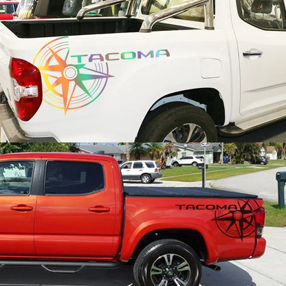 Compass Trunk Bed Side Decal for Toyota Tacoma TRD | 2-Piece Vinyl Film Graphics - 200000182:350853#Glossy Gray-200000182:10#Glossy Red-200000182:350850#Glossy Black-200000182:350852#Glossy White-200000182:193#Glossy Blue-  DRIVEN - 4