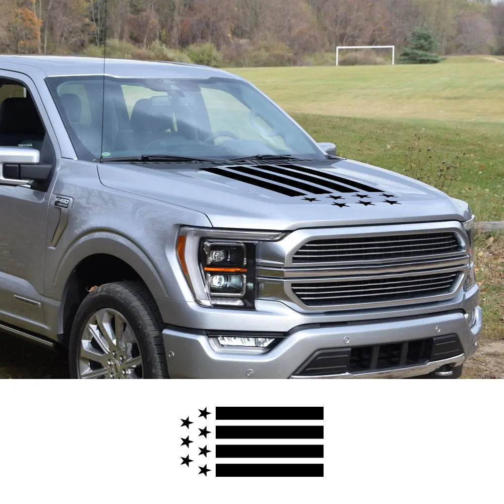 USA Stripe Engine Hood Decal for Ford F-150 Raptor | Matte Vinyl Film Truck Graphic - 200000182:350852#Glossy Gray-200000182:350853#Glossy Red-200000182:10#Glossy Orange-200000182:29#Glossy Yellow-200000182:350686#Glossy Black-  DRIVEN - 2
