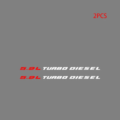 5.9L Turbo Diesel Hood Emblem Decal for Dodge RAM 1500 / 2500 / 3500 | 2-Piece Vinyl Sticker - 200000182:193#Red Black-200000182:29#Red White-  DRIVEN - 7