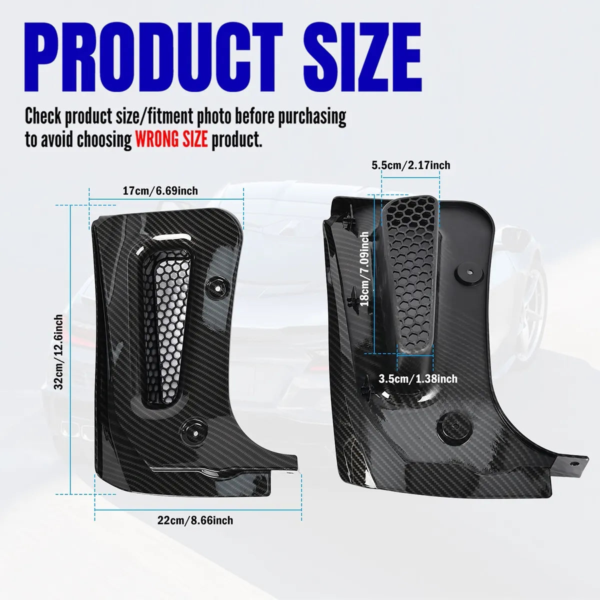 Rear Mudguard Extended Body Kit Flaps & Guards Carbon Fiber for Chevrolet Corvette C8 | Black