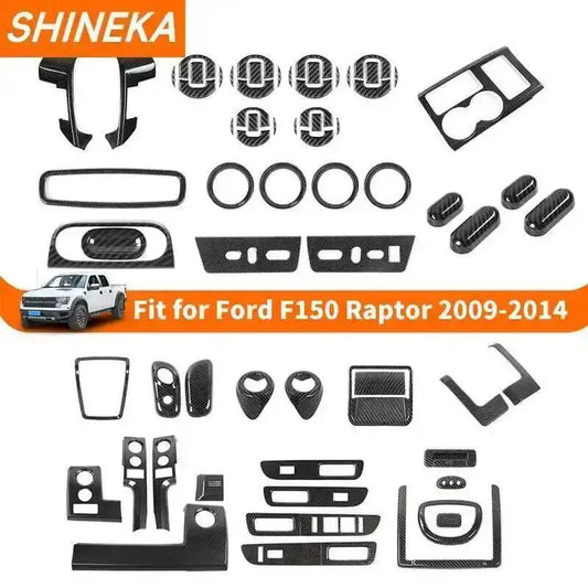 Carbon Fiber Grain Interior Decoration Cover Stickers for Ford F-150 | SHINEKA Color Change Kit - 200000182:29#air outlet ring-  DRIVEN - 1