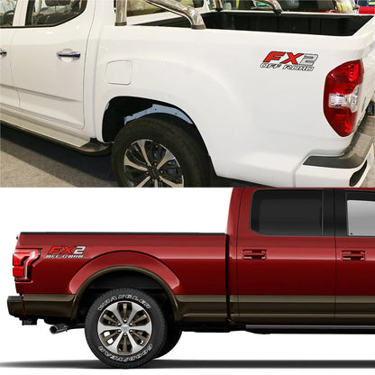 FX2 Off-Road Rear Trunk Side Decal | Universal Fit for Ford F-Series, Toyota Hilux / Tacoma & More - 200000182:496#Black Gray White-200000182:193#Gray Red Black-200000182:175#Black Gold Silver-200000182:29#White Red Black-  DRIVEN - 3