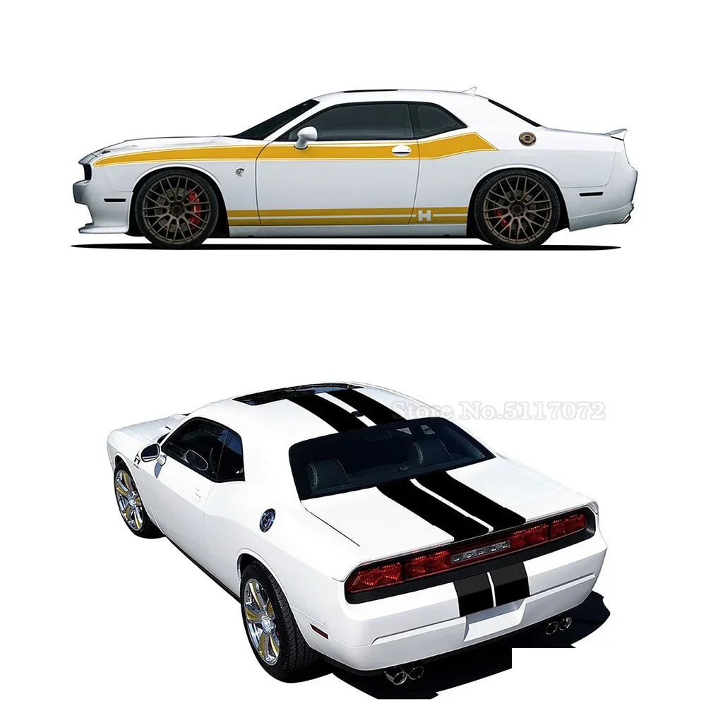 Full-Coverage Racing Stripe Kit | Door Side, Hood, Rear, Waistline & Skirt Vinyl Decal - 200000182:366#1 set Style 1;5:100014064#Glossy Red-200000182:366#1 set Style 1;5:100014065#Glossy Yellow-200000182:366#1 set Style 1;5:361385#Glossy Black-200000182:366#1 set Style 1;5:361386#Glossy Gray-200000182:175#1 Set Stye 2;5:361385#Glossy Black-  DRIVEN - 6