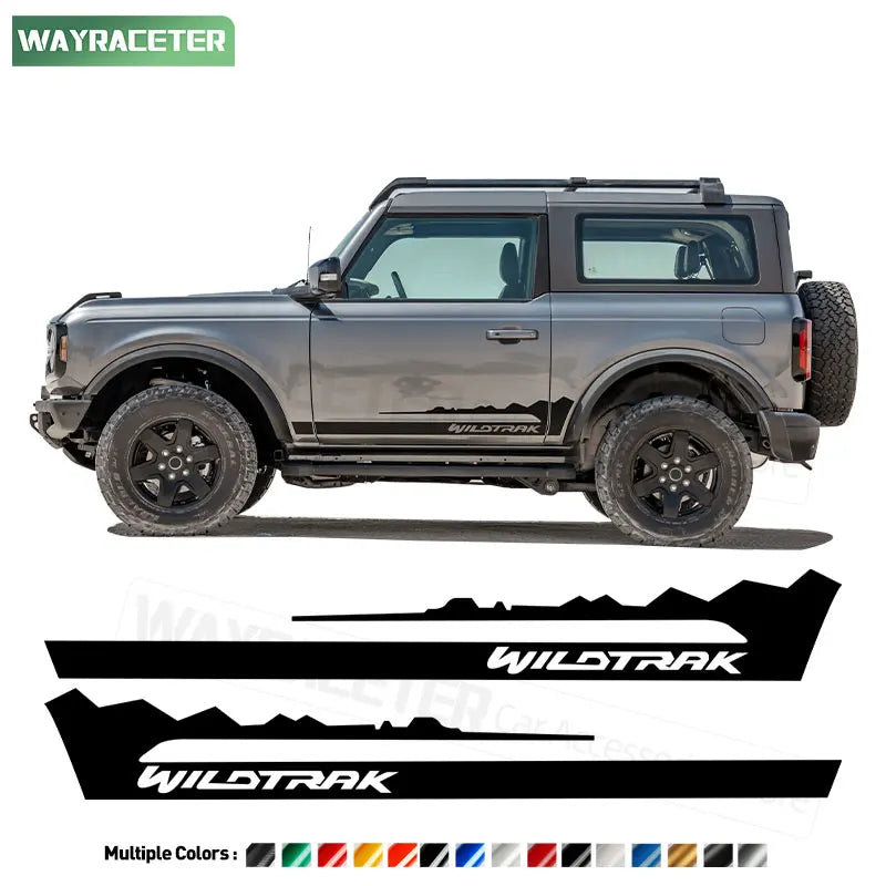 Carbon Fiber Door Side Stripe Decal for Ford Bronco 2-Door & 4-Door (2021–2024) | Wildtrak Vinyl 2-Piece Kit - 200000182:200013901#Reflective blue;5:361385#For 4-door Models-200000182:200211869#Reflective orange;5:361385#For 4-door Models-200000182:200013901#Reflective blue;5:200000990#For 2-door Models-200000182:1052#Reflective white;5:361385#For 4-door Models-200000182:350850#Reflective yellow;5:200000990#For 2-door Models-  DRIVEN - 1