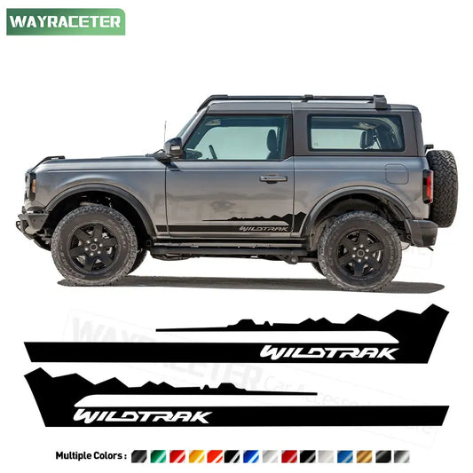 Carbon Fiber Door Side Stripe Decal for Ford Bronco 2-Door & 4-Door (2021–2024) | Wildtrak Vinyl 2-Piece Kit - 200000182:200013901#Reflective blue;5:361385#For 4-door Models-  DRIVEN - 1
