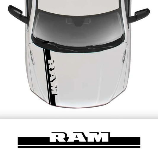 Hood Stripe Kit Decal for Dodge RAM 1500 / 2500 / 3500 Rebel / TRX | Vinyl Truck Sticker - 200000182:29#Glossy White-  DRIVEN - 2