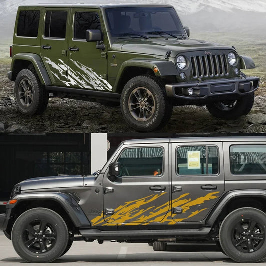 Mud Splash Door Side Decal for Jeep Wrangler JK / JL / TJ / YJ | Full-Coverage Vinyl Kit - 200000182:496#Matt Silver;5:361386#185x46cm-  DRIVEN - 1