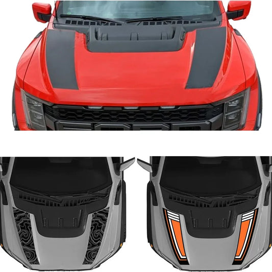 Custom Matte Black Engine Hood Stripe Kit | Front Graphics for Ford Raptor / Mustang - 200000182:200006152#K-  DRIVEN - 1