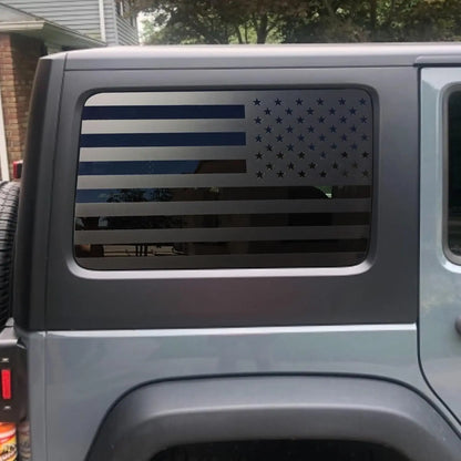 Jeep Wrangler JK / JKU American Flag Rear Window Decal – Precut Stars & Stripes Back Side Window Sticker (2-Pc Set, 4-Door) - 200000182:193#black 2PCS-  DRIVEN - 1