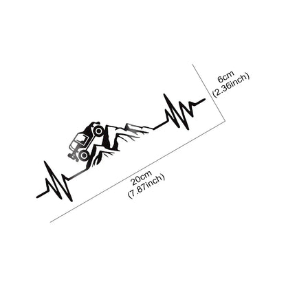 Reflective Heartbeat Off-Road Mountain Climb Vinyl Sticker – 4x4 Truck Windshield & Bumper Decal | 4 Colors - 200000182:10#Silver White-200000182:691#Laser-200000182:29#Red-200000182:193#Black-  DRIVEN - 5