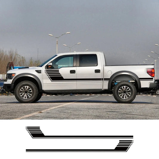 Long Side Door Skirt Stripe Decal for Ford F-150 Raptor | Self-Adhesive Vinyl Kit - 200000182:193#Glossy Black-  DRIVEN - 1