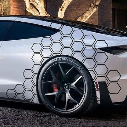 Universal Honeycomb Body Graphic Decal Film | Exterior Vinyl Decor Sticker for Cars & Trucks - 200000182:193#Black-200000182:29#Carbon Fiber-  DRIVEN - 4