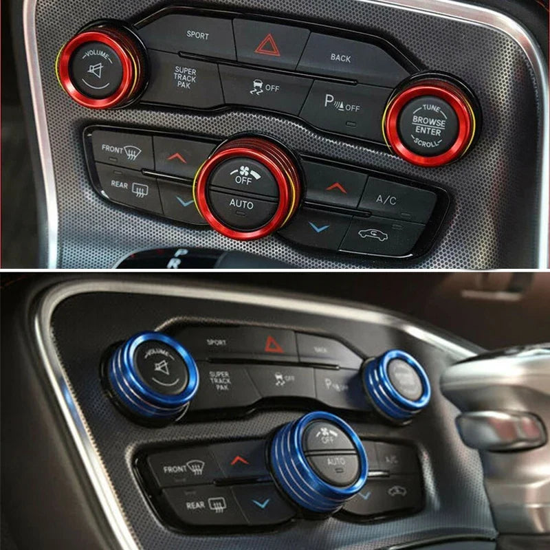 A/C Control Knob Volume Radio Switch Decoration Cover for Dodge Challenger / Charger | 3-Piece