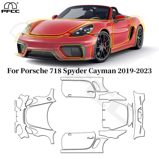 Precut PPF for Porsche 718 Spyder / Cayman GT4 / GT4 RS (2019–2023) | TPU Paint Protection Film - 200000182:193#Whole Set;5:200000990#Clear Film-  DRIVEN - 1