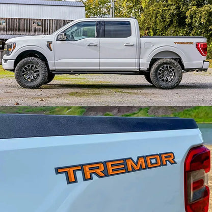 Off-Road Mountain Scratch Bedside Decal for Ford F-150 Tremor / Ranger / F-250 / F-350 | Orange Vinyl Pair - 200000182:193#A-200000182:29#B-200000182:691#c-200000182:350686#d-200000182:496#e-  DRIVEN - 3
