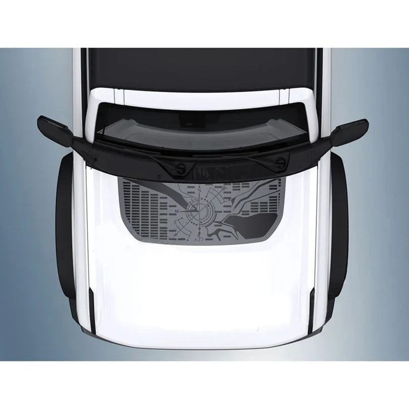 Retro Matte Topo Map & Compass Hood Decal | Off-Road Mountain Blackout Vinyl Wrap Sticker - 200000182:10#I-200000182:691#H-200000182:350686#G-200000182:1052#F-200000182:350850#K-  DRIVEN - 9