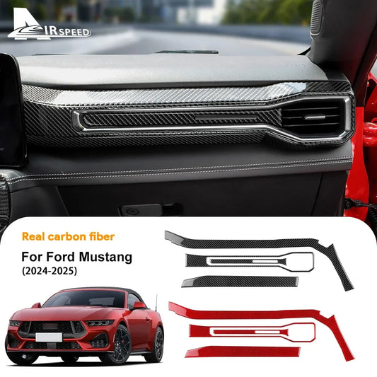 Real Soft Carbon Fiber Interior Trim for Ford Mustang GT / Dark Horse / EcoBoost (2024-2025) - 200000182:350853#Type B For LHD Black-  DRIVEN - 1