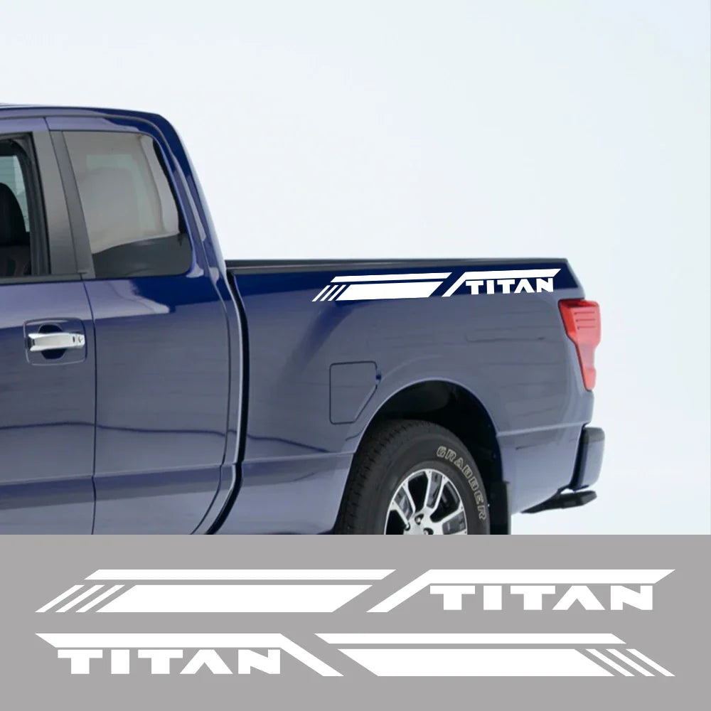 Trunk Side Stripe Decal for Nissan Titan Pro-4X | Pickup Truck Vinyl Graphic - 200000182:10#Glossy Red-200000182:350852#Glossy Orange-200000182:1052#Colorful Laser-200000182:350850#Matt Black-200000182:350853#Carbon Fiber-  DRIVEN - 2