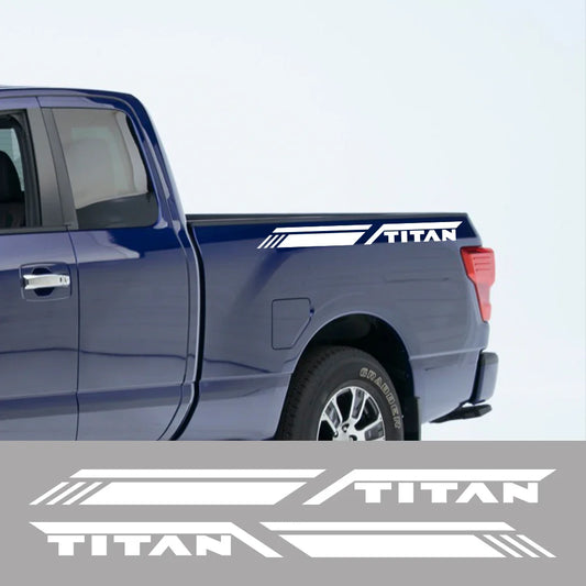 Trunk Side Stripe Decal for Nissan Titan Pro-4X | Pickup Truck Vinyl Graphic - 200000182:10#Glossy Red-  DRIVEN - 2