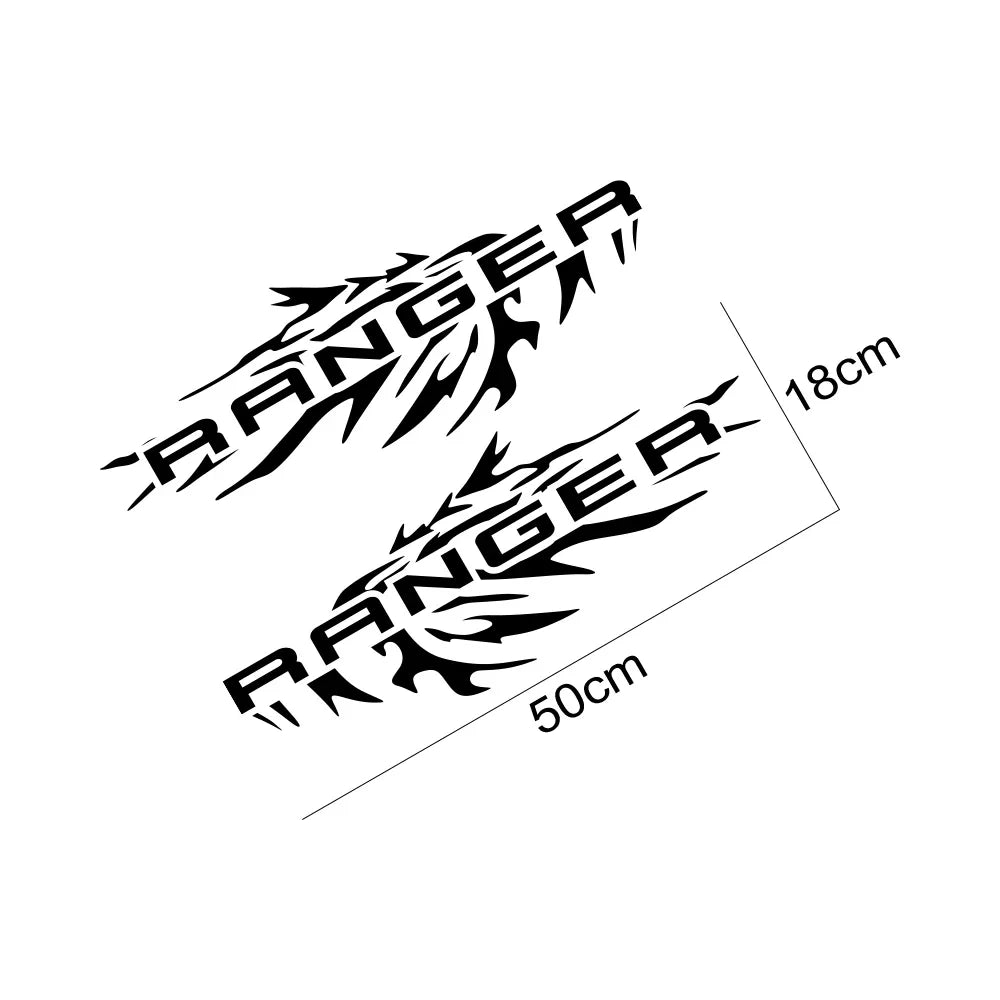 Splash Bed Side Decal for Ford Ranger Raptor XL / XLT / Lariat | 2-Piece Matte Vinyl Truck Graphic - 200000182:366#Matt Gold-200000182:496#Colorful Laser-200000182:175#Matt Black-200000182:193#Matt Silver-200000182:691#Carbon Fiber-  DRIVEN - 5
