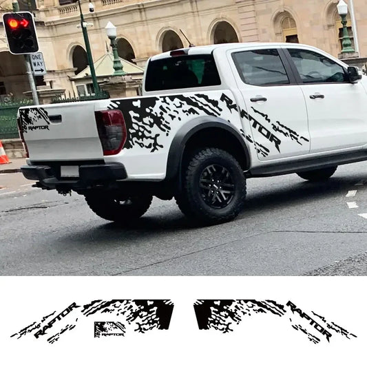 Splash Grunge Body Side Decal for Ford F-150 Raptor / Ranger | 3-Piece Matte Vinyl Kit - 200000182:691#Matt Black-  DRIVEN - 1
