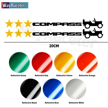 Jeep Compass Willy Edition Star Decal Kit – Reflective Vinyl | Hood, Trunk & Door Pillar (2 Pcs) - 200000182:175#Yellow and white-200000182:366#Yellow and black-200000182:496#Yellow and blue-200000182:173#Yellow and red-200000182:691#Red and blue-  DRIVEN - 3