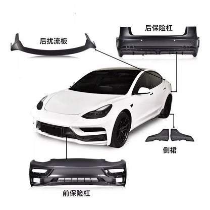 Complete Modified Body Kit for Tesla Model 3 (2018–2022) | Front & Rear Bumper Assembly (MaiAutoR) - 14:200004889#tail wing side skirt-14:200004890#front bumper-14:200004891#rear bumper-14:200003699#set-  DRIVEN - 1