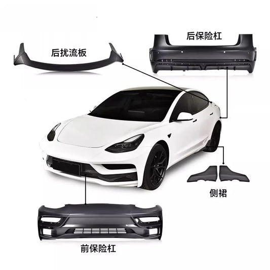 Complete Modified Body Kit for Tesla Model 3 (2018–2022) | Front & Rear Bumper Assembly (MaiAutoR) - 14:200004889#tail wing side skirt-  DRIVEN - 1