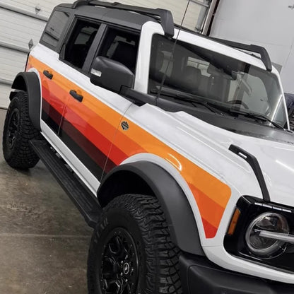 Retro Sunset Orange Waistline Stripe Decal for Ford Bronco | Custom Precut Vinyl Overlay - 200000182:193#A-200000182:29#B-  DRIVEN - 3