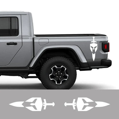 Shield & Sword Bed Side Decal for Jeep Gladiator JT | Vinyl Trunk Graphic Sticker - 200000182:771#Carbon Fiber-200000182:200004890#Matt Black-200000182:200006152#Colorful Laser-200000182:350853#Matt Sliver-200000182:350850#Matt Gold-  DRIVEN - 2