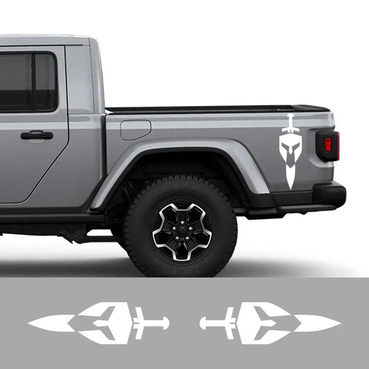 Shield & Sword Bed Side Decal for Jeep Gladiator JT | Vinyl Trunk Graphic Sticker - 200000182:771#Carbon Fiber-  DRIVEN - 2