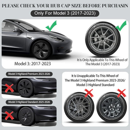 18" Sakura Style Hub Cap for Tesla Model 3 (2017–2023) | 4-Piece ABS Replacement Wheel Cover